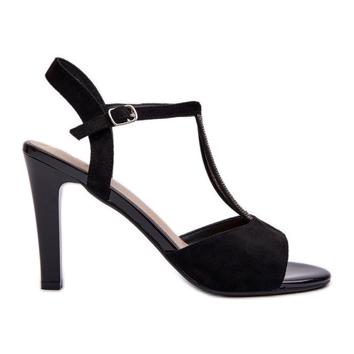Damsandaler på hög klack med dekorerade remmar Sergio Leone SK924 Svart