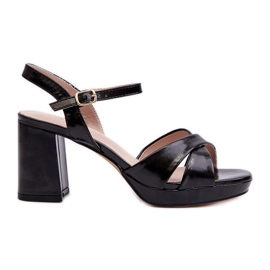 Högklackade damsandaler Eco Leather Black Jatine svart