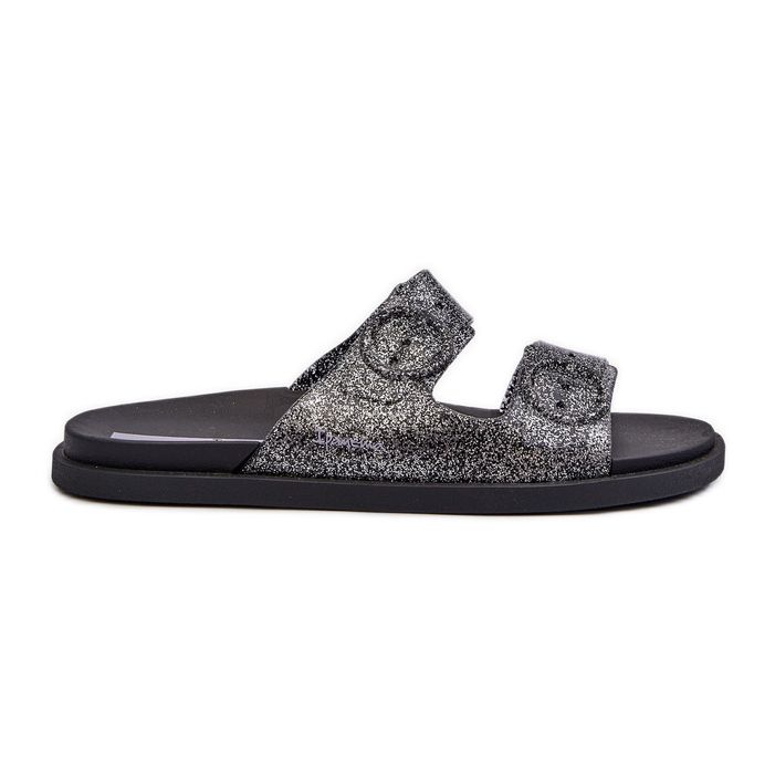 Glitterflip-flops för kvinnor med spännen 83530 Ipanema Follow Fem Black svart