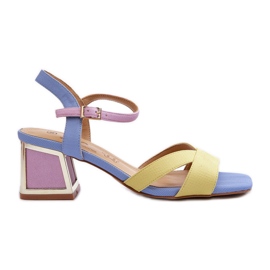 S.Barski Pastellfärgade högklackade damsandaler D&amp;A CR482 Gul