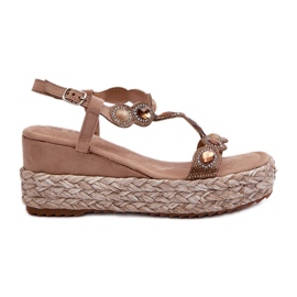 Damsandaler med flätning S.Barski MY291 Beige