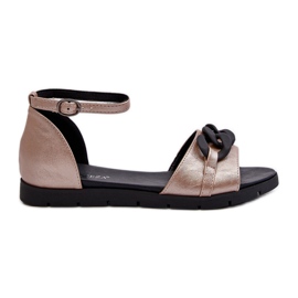 Platta sandaler för kvinnor med kedja Vinceza 17320 guld gyllene