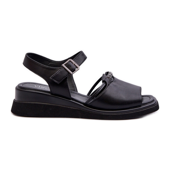 Kvinnorsandaler i läder Vinceza 66624 Svart