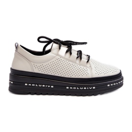 Skinnskor för kvinnor på plattformen S.Barski LR769A Beige