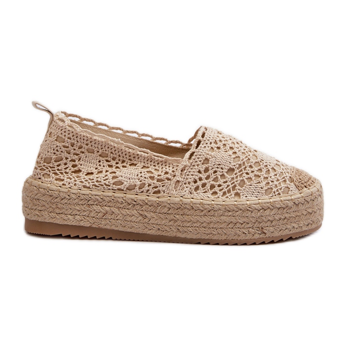 Spets Espadrilles för kvinnor på den beige plattformen Elarose