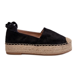 Espadriller för kvinnor knutna på en plattform med fläta, svart tailesse