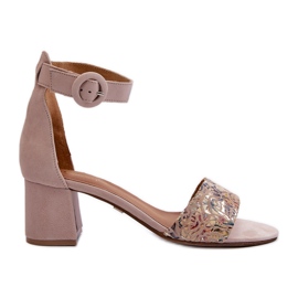 Mocka högklackade sandaler Maciejka 04141-49 Beige