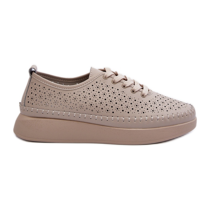 Läder Sneakers på S.Barski Platform LR278 Beige