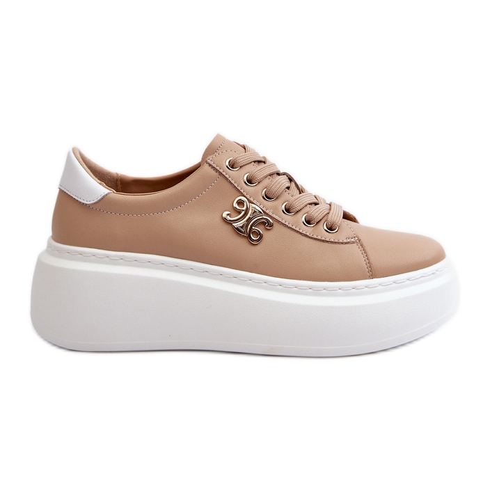 Sneakers i läder för kvinnor på plattformen Brun Pernalia