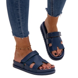 Marinblå kardborrflip-flops från Kassis