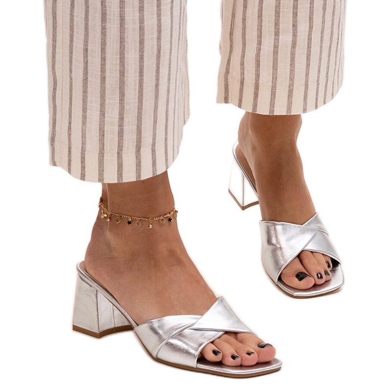 Silver Fanan flip-flops med hög klack silver-