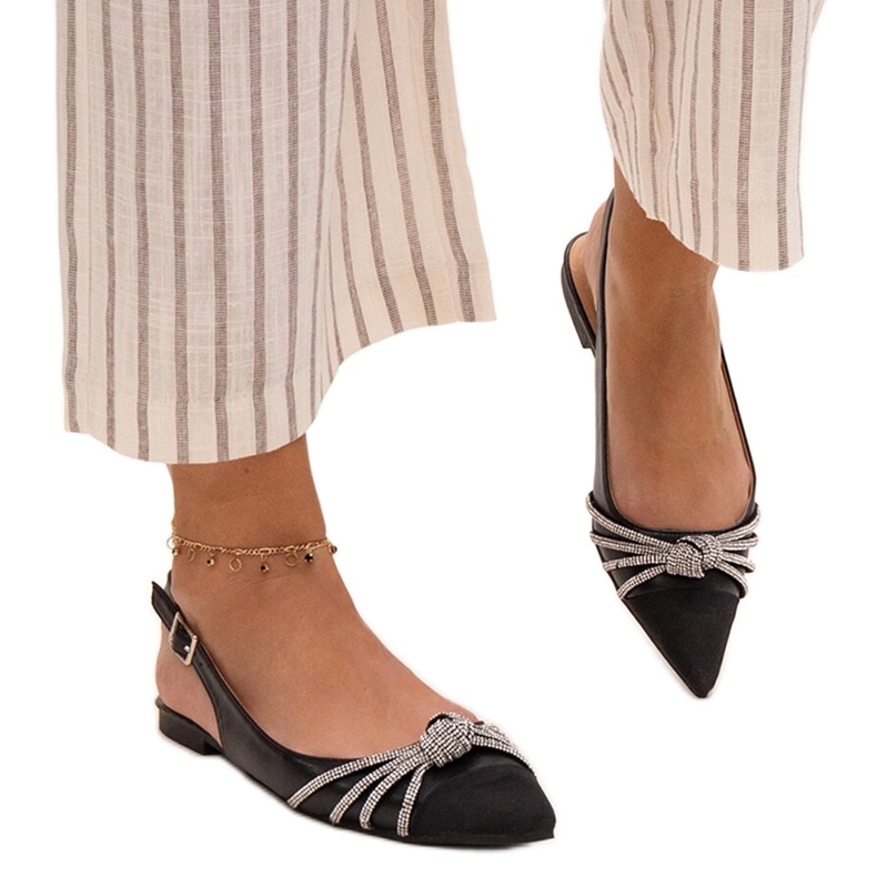 Balettlägenheter med spetsig tå och Sellar-rhinestones svart