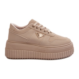 Beige Chrisstin Sneakers för kvinnor gjorda av ekologiskt läder på en massiv plattform