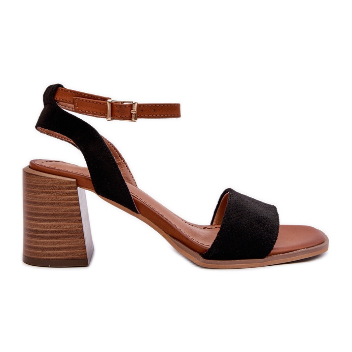 Högklackade damsandaler gjorda av ekomocka svart Ronvia