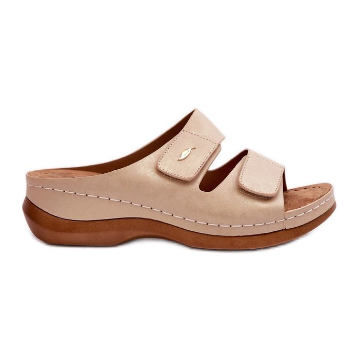 Lätt flip-flops dam gjorda av ekologiskt läder, Beige Frellia