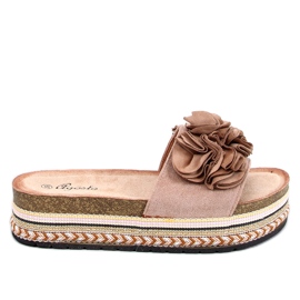Raven Khaki flipflops med en tjock, färgglad sula beige
