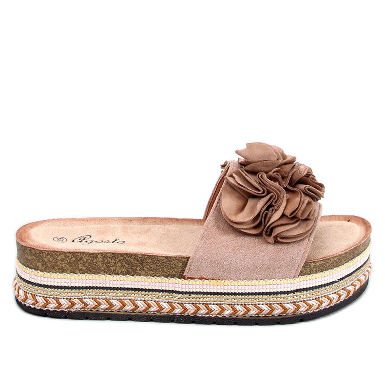 Raven Khaki flipflops med en tjock, färgglad sula beige