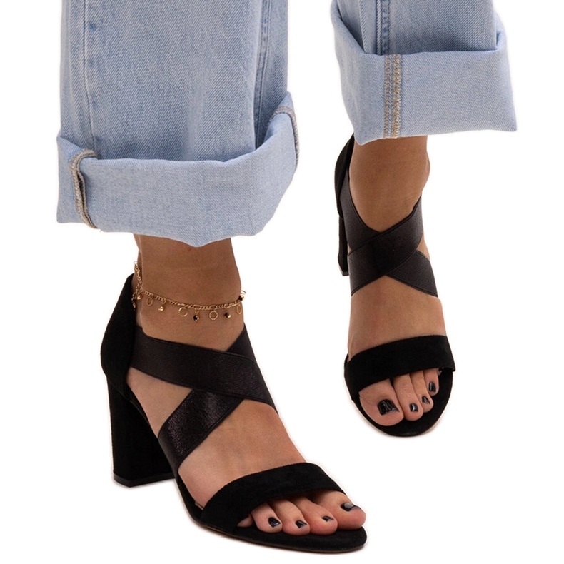 Evento Svarta högklackade sandaler med Sewim innersula i läder