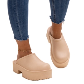 Beiga flipflops med massiv Huss-sula beige