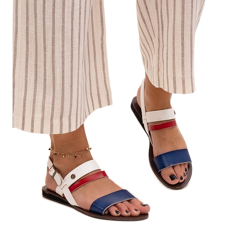 Damsandaler med Serrata-läderinredning blå