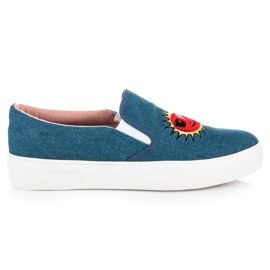 Kylie Denim Sneakers Med Plåster blå