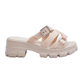 Doftande lågklackade flip-flops för kvinnor ZAXY NN285042 ljusbeige
