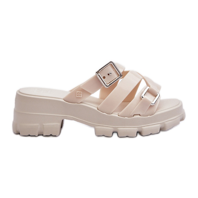 Doftande lågklackade flip-flops för kvinnor ZAXY NN285042 ljusbeige