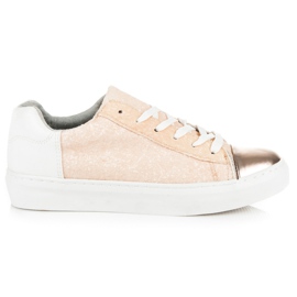 Kylie Sneakers med snörning med glitter brun