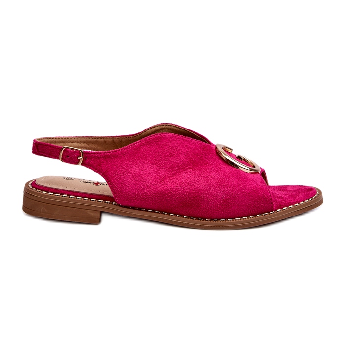 Eleganta damsandaler med dekoration Eco Mocka S.Barski KV27-058 Fuchsia rosa