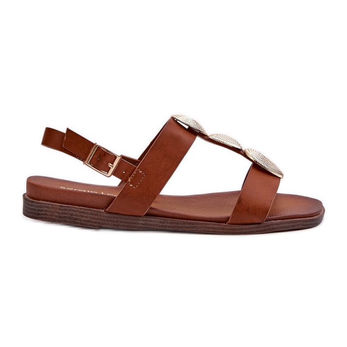 Platta sandaler för kvinnor med dekorationer Sergio Leone SK072H Brun