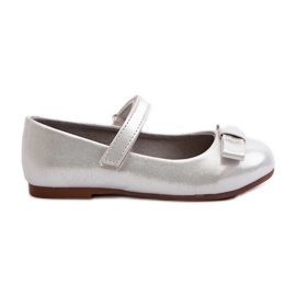 Blanka ballerinaskor för barn med silverfiorelle kardborrbåge