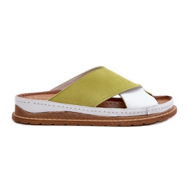 Läderprofilerade flip-flops Maciejka 04986-11 Lime vit