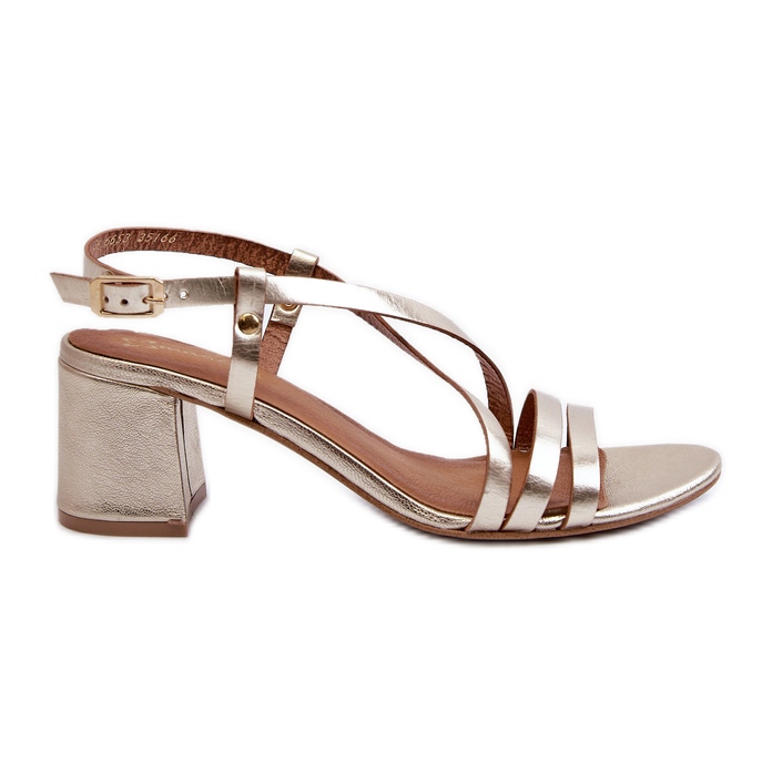 Lädersandaler på låg klack Maciejka 06653-25 Guld gyllene