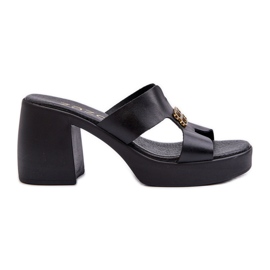 Zazoo 40419 flip-flops i läder för kvinnor med utskärningar och dekoration, svart