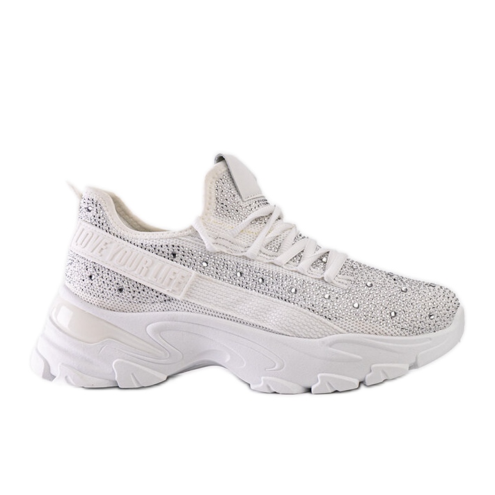 Vita glänsande sneakers med massiv Senai-sula