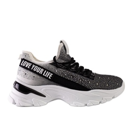 Vita och gråa glänsande massiva sneakers från Senai svart