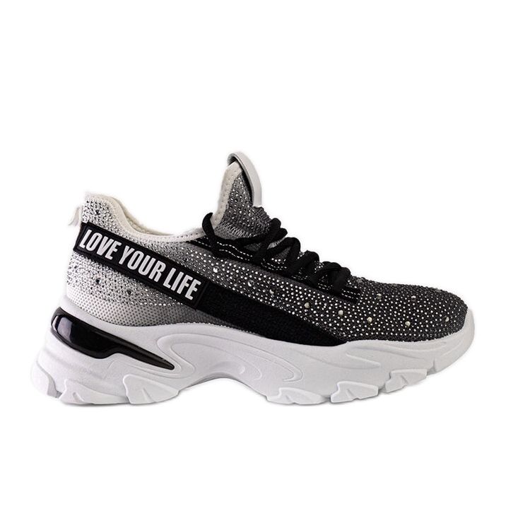 Vita och gråa glänsande massiva sneakers från Senai svart