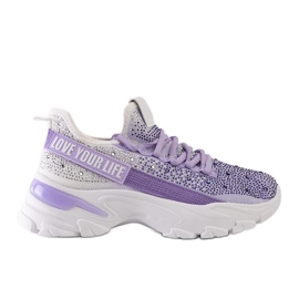 Vita och lila glänsande massiva sneakers från Senai purpur
