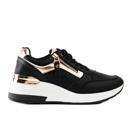 Svarta genombrutna Danai wedge sneakers