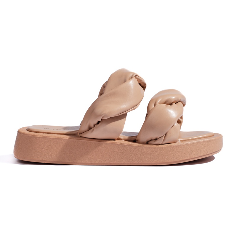 Beiga flipflops med tjock sula beige