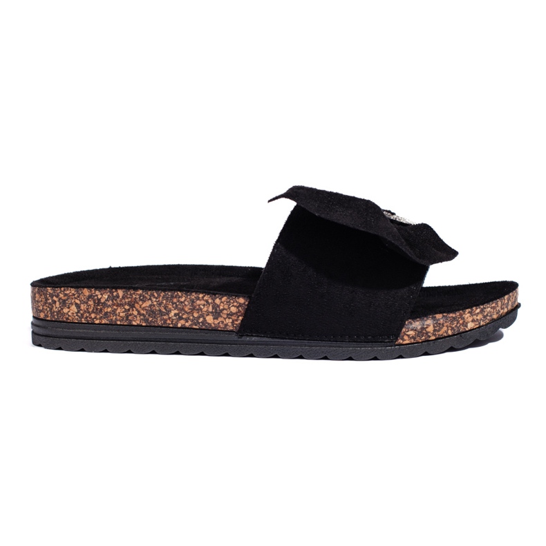 Svarta flip flops på korksula