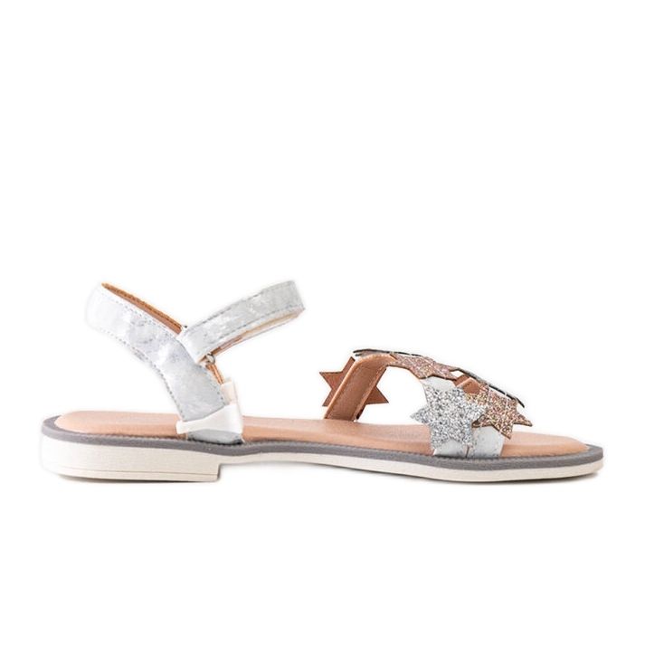 Miss Charisa grå barnsandaler med glitterstjärnor silver-