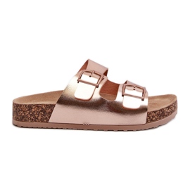 Evento Damflip-flops på en korkplattform med spännen, roséguld, Klinesta gyllene