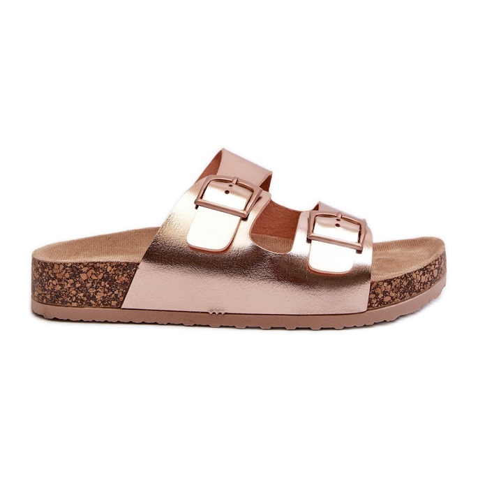 Evento Damflip-flops på en korkplattform med spännen, roséguld, Klinesta gyllene