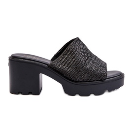 Kvinnors svarta Titantha flätade flip-flops med höga klackar