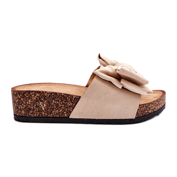 Seastar Beige damflip-flops på korkplattform med rosett
