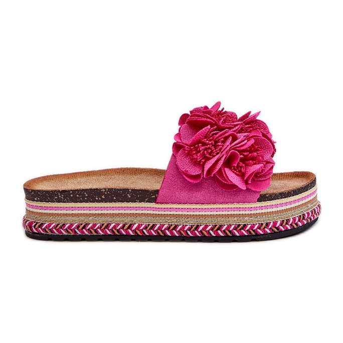Flip Flops för kvinnor dekorerade med blommor Fuchsia Nodina rosa