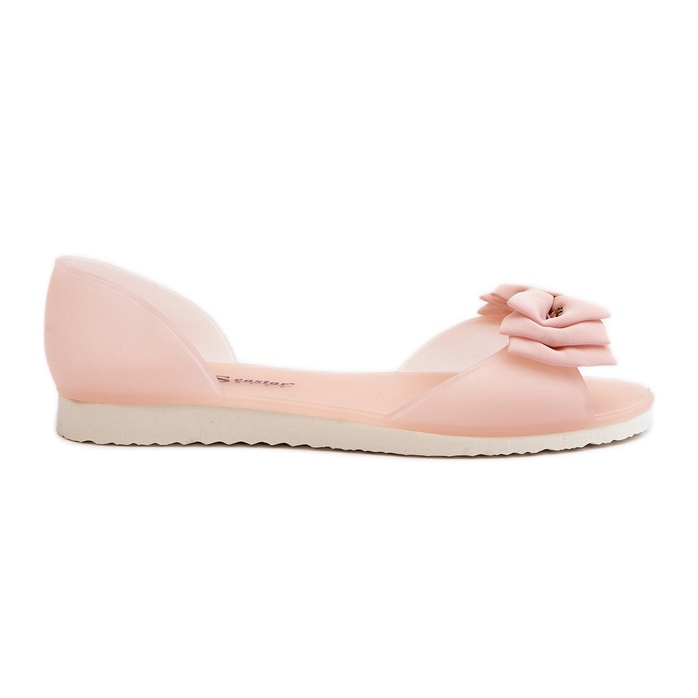 Kvinnors gummibalettlägenheter med rosett, ljusrosa Georia