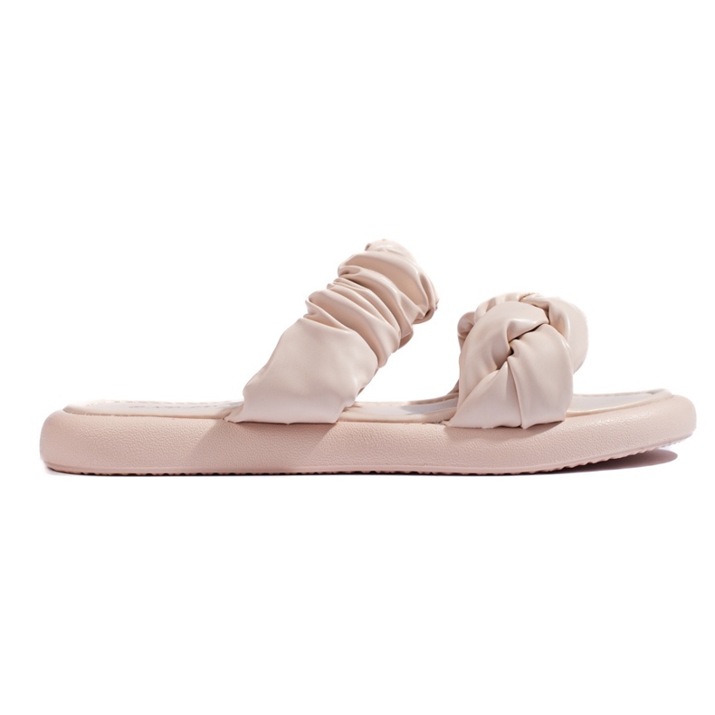 Snygga beige platta damflip-flops