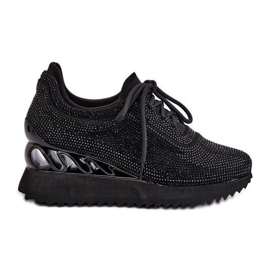 S.Barski Wedge Sneakers för kvinnor dekorerade med zirkoner D&amp;A MR38-377 Svart